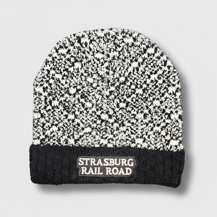 SRR - Rolled Beanie Fuzzy - White & Black