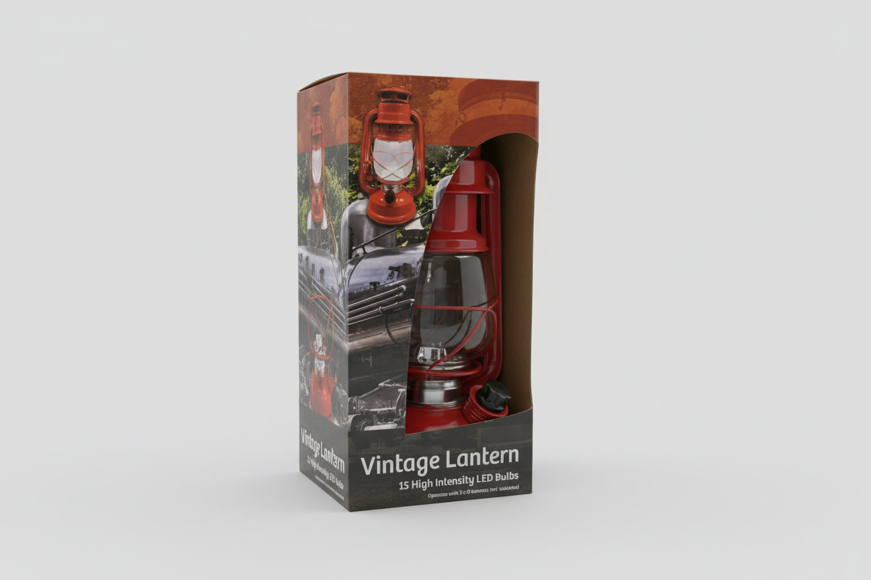 LED Vintage RR Lantern - 9" Red