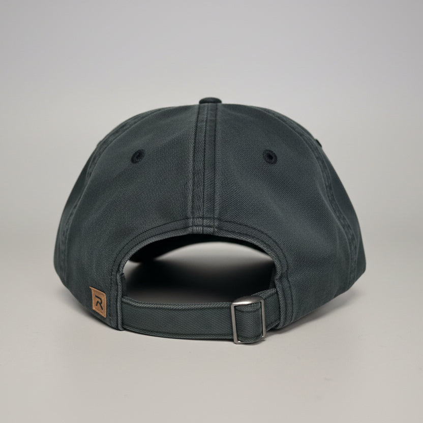 614 Baseball Cap w/ leather patch - Black Destressed