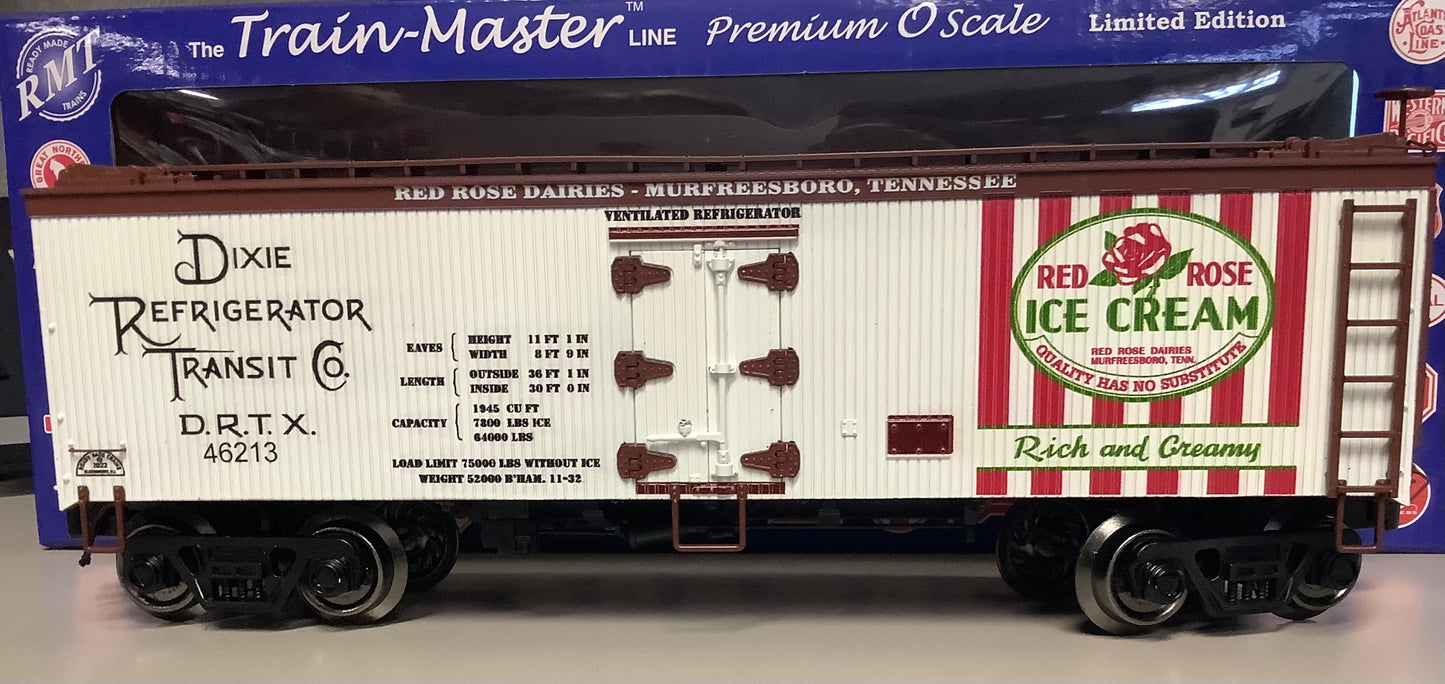 O Guage Trains - Wood Refer Car Red Rose Ice Cream