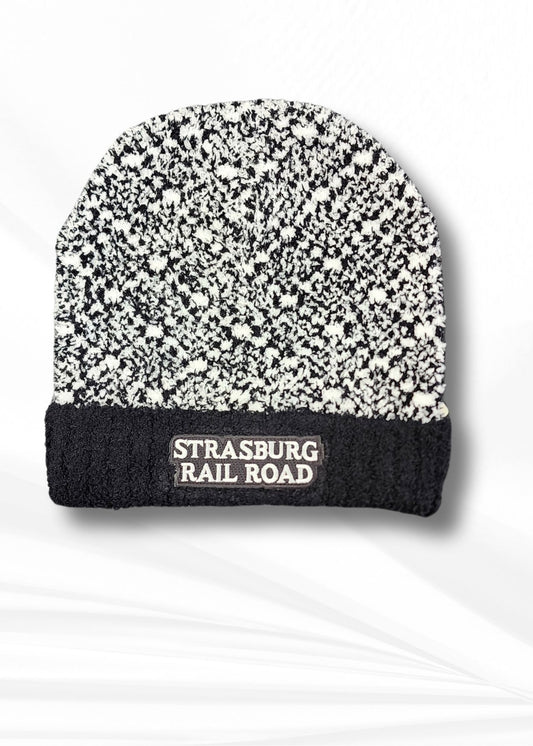 SRR - Rolled Beanie Fuzzy - White & Black