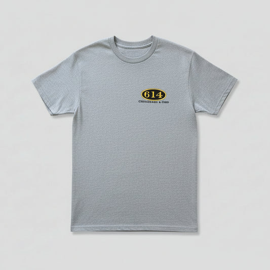 614 Short Sleeve T-Shirt w/ Engine on back Gray