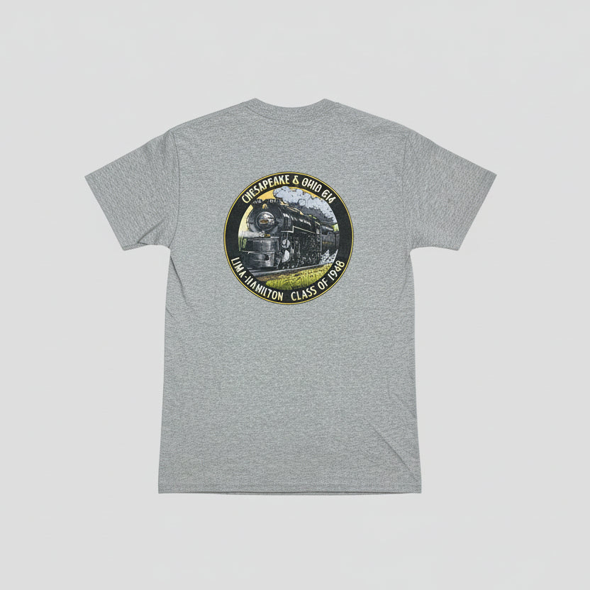 614 Short Sleeve T-Shirt w/ Engine on back Gray