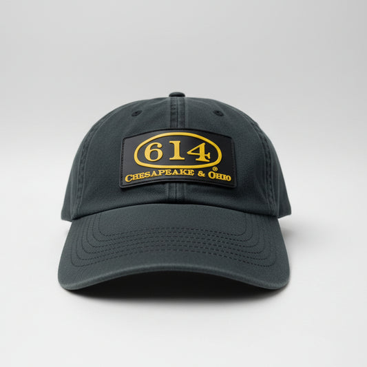 614 Baseball Cap w/ leather patch - Black Destressed